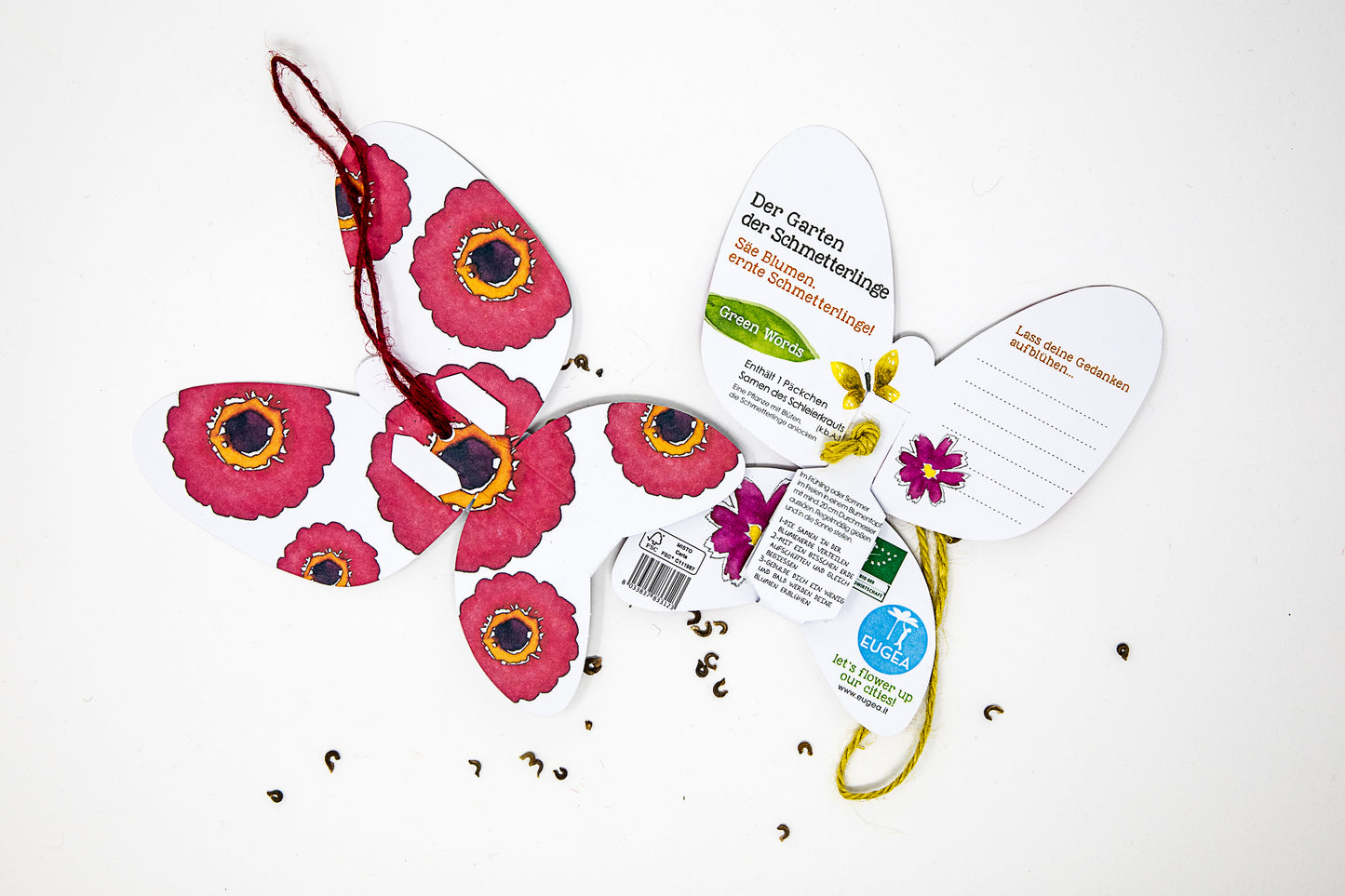Green Words Rossa (con fiori di zinnia)